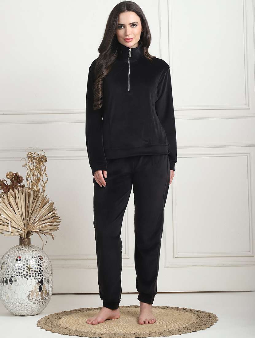 women solid pyjama nightwear set