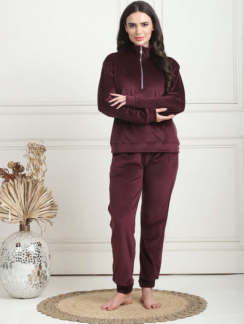 women solid pyjama nightwear set
