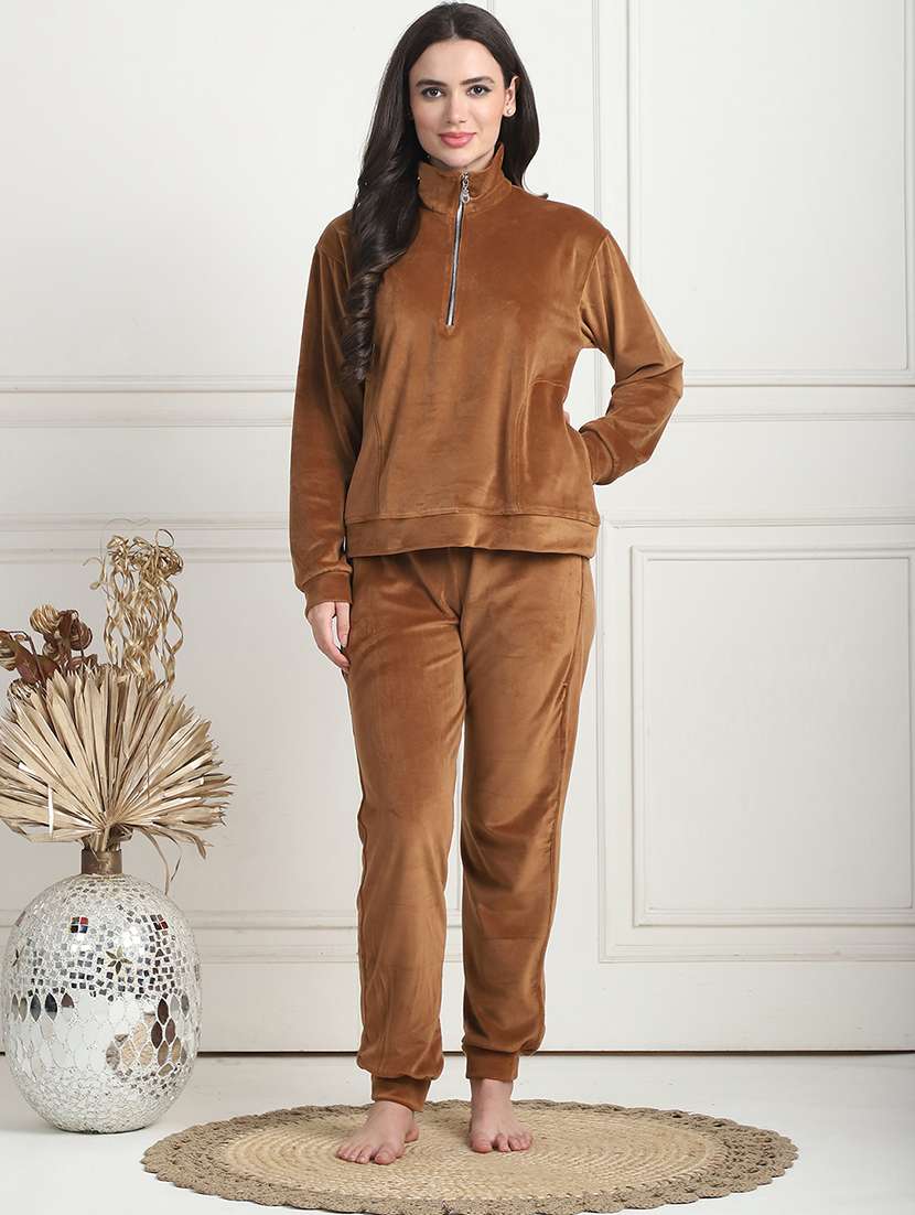 women solid pyjama nightwear set