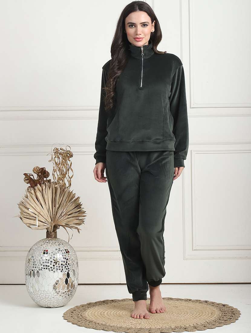 women solid pyjama nightwear set