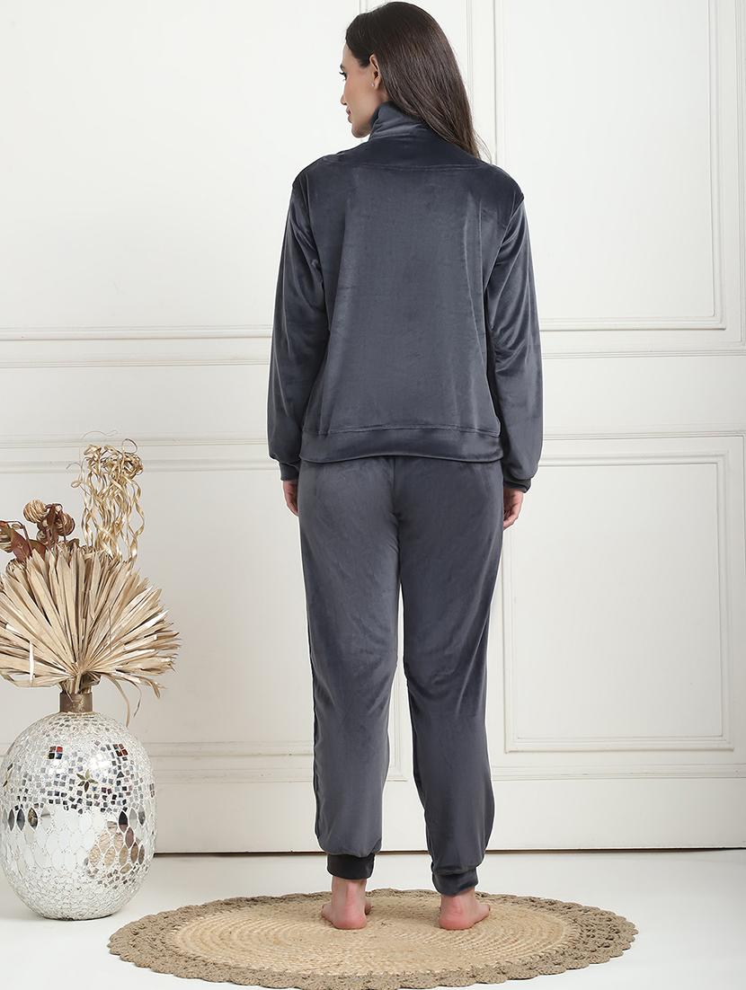 grey velvet pyjama set nightwear - 21555659 - Standard Image - 2