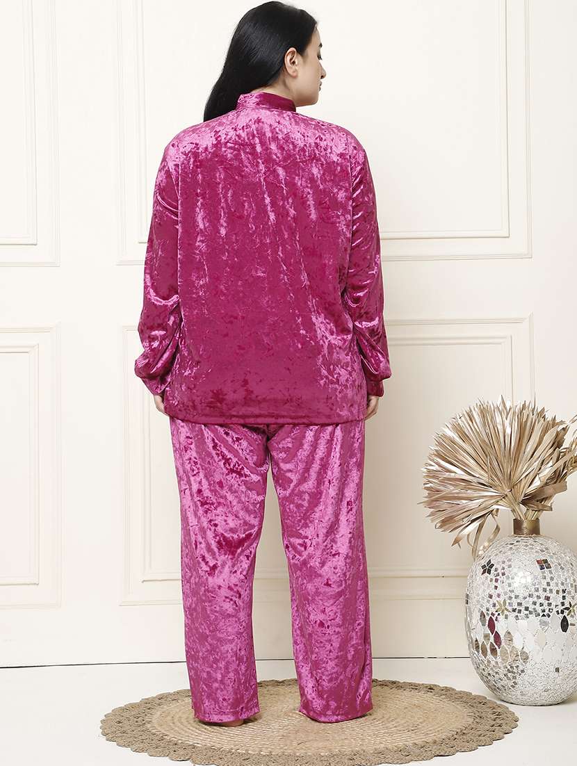 women solid pyjama nightwear set - 21555662 -  Standard Image - 2
