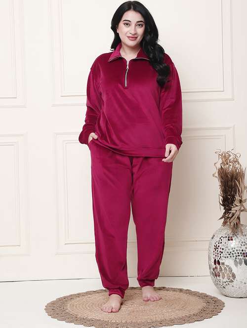 women solid pyjama nightwear set - 21555690 - Standard Image - 0