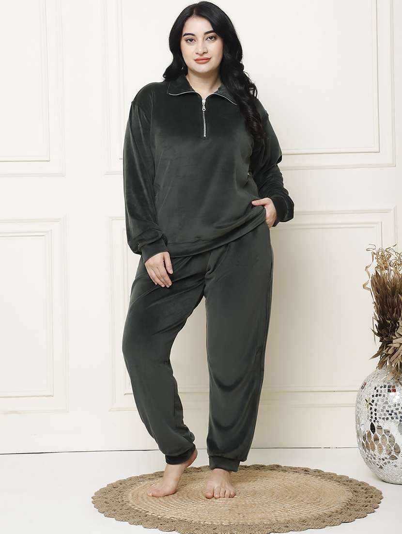 women solid pyjama nightwear set