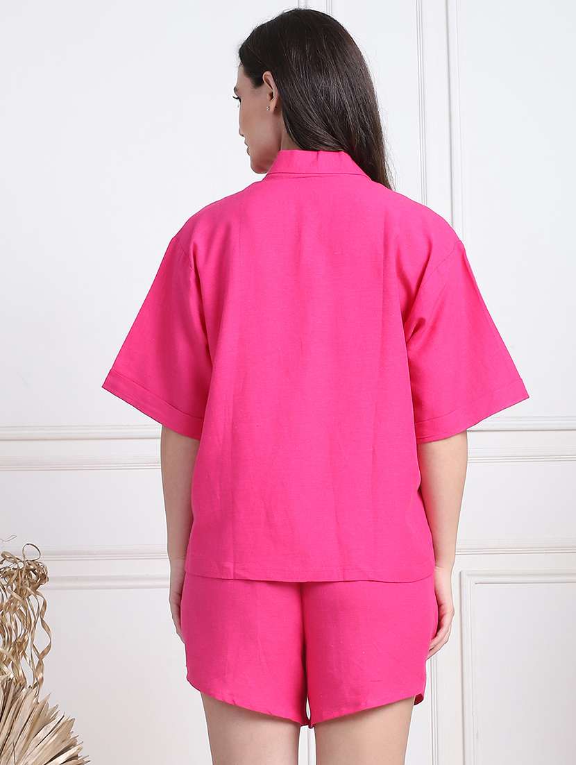 women solid shorts nightwear set - 21555694 -  Standard Image - 2