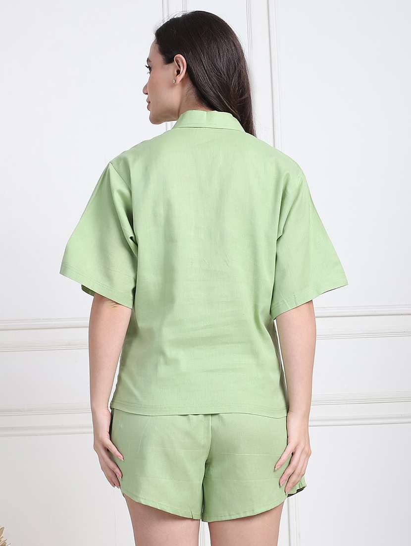 women solid shorts nightwear set - 21555695 -  Standard Image - 2