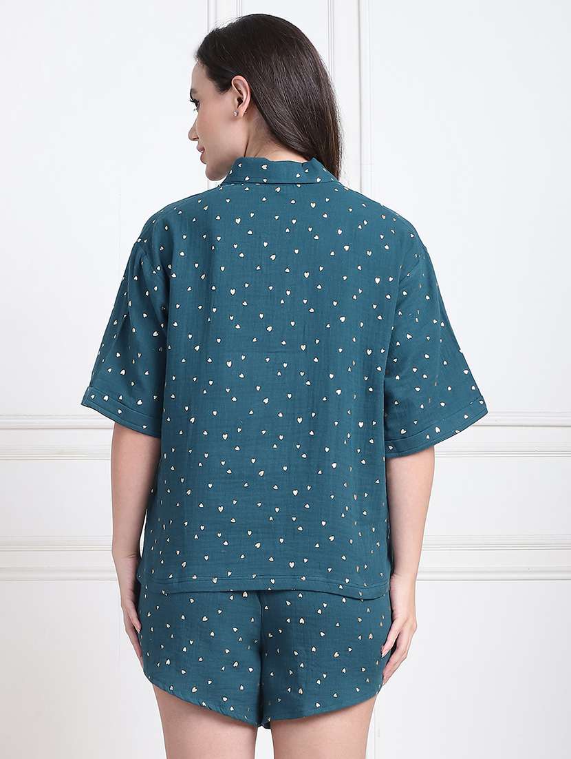 women printed shorts nightwear set - 21555697 -  Standard Image - 2