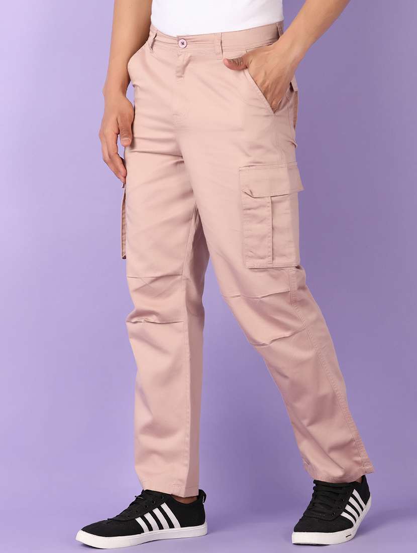 men beige solid cargo - 21555712 -  Standard Image - 2