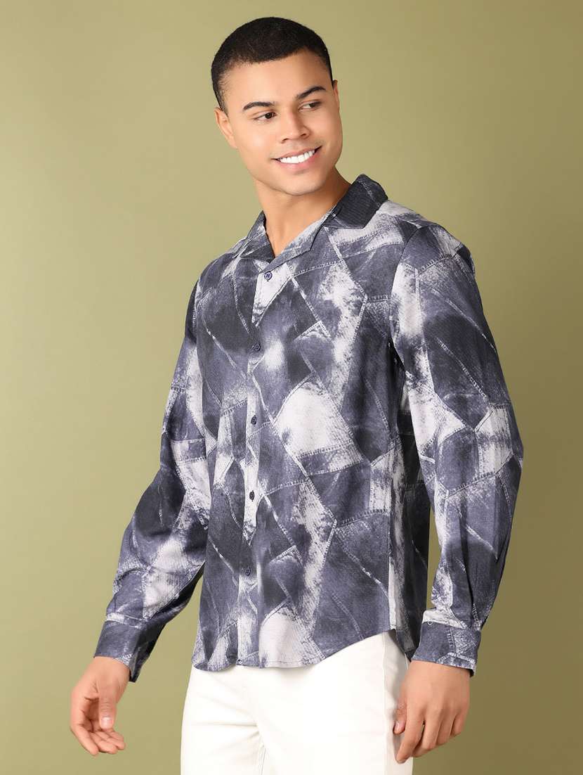 men printed long sleeve casual shirt - 21555714 -  Standard Image - 2