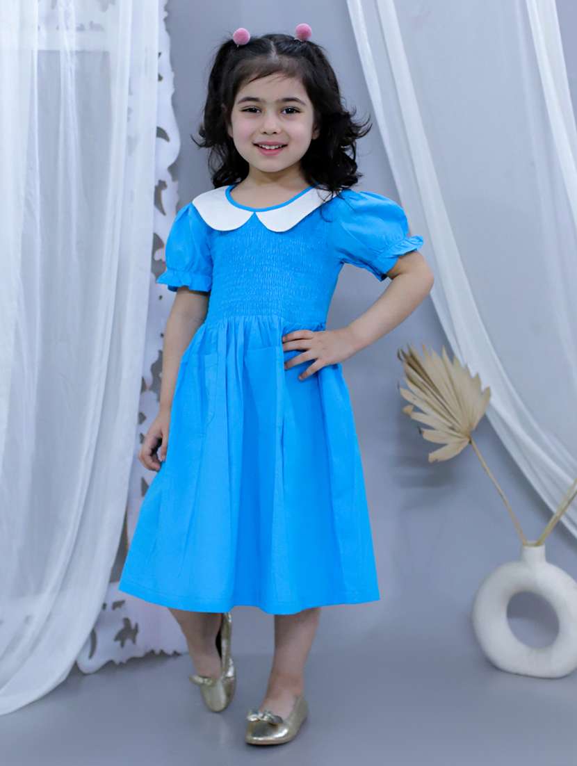 girls solid short sleeves frock