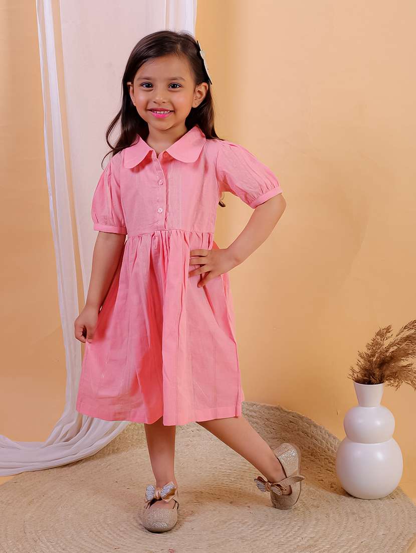 girls solid short sleeves frock