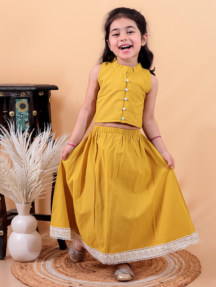 girls solid sleeveless top & skirt set - 21555753 - Zoom Image - 0