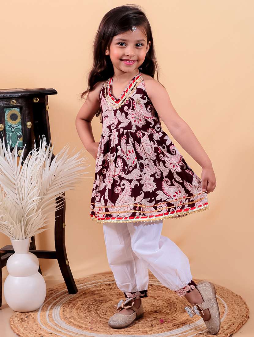 girls printed sleeveless kurta pant set - 21555760 - Standard Image - 2