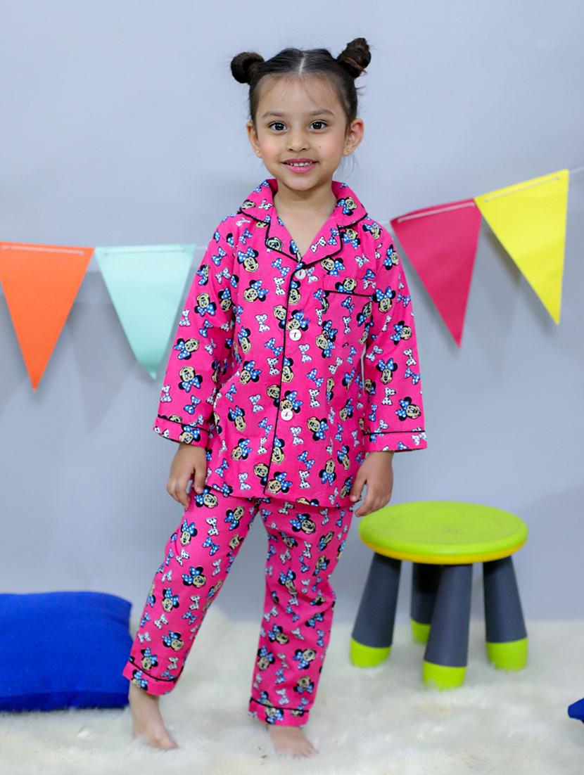 girls printed long sleeves pyjama set