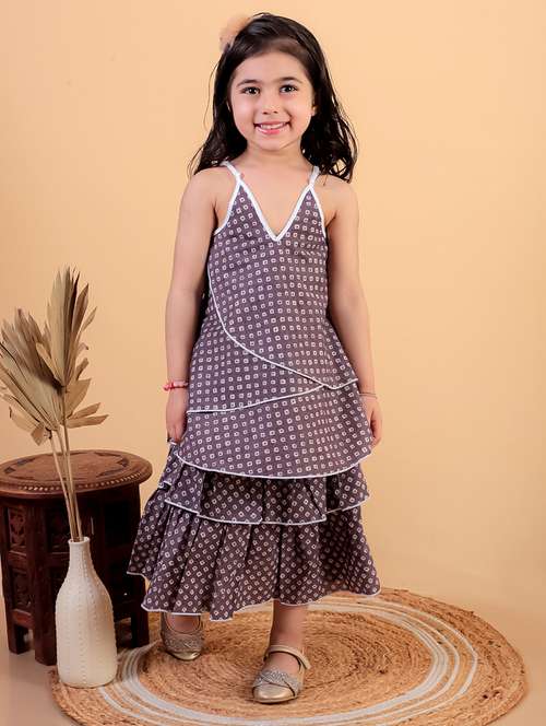girls printed sleeveless top & skirt set - 21555770 - Standard Image - 0