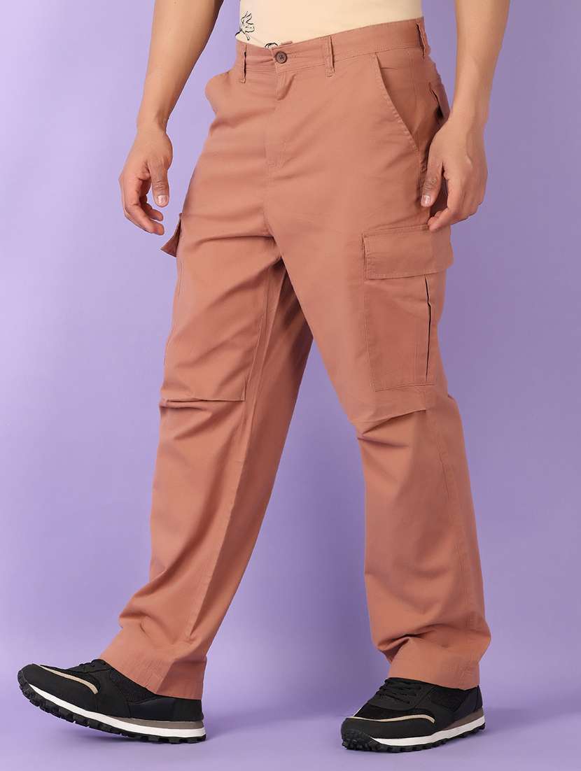 men peach solid cargo - 21555869 -  Standard Image - 2