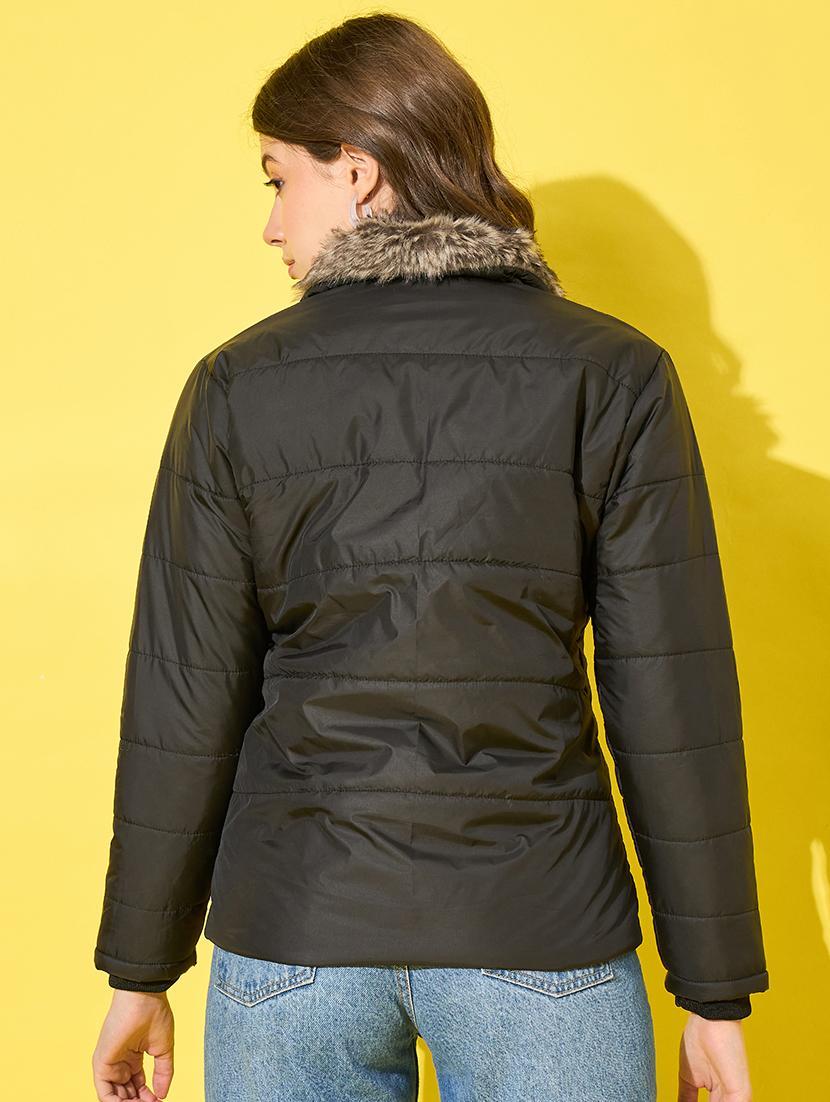 women solid long sleeve quilted jacket - 21555876 - Standard Image - 2