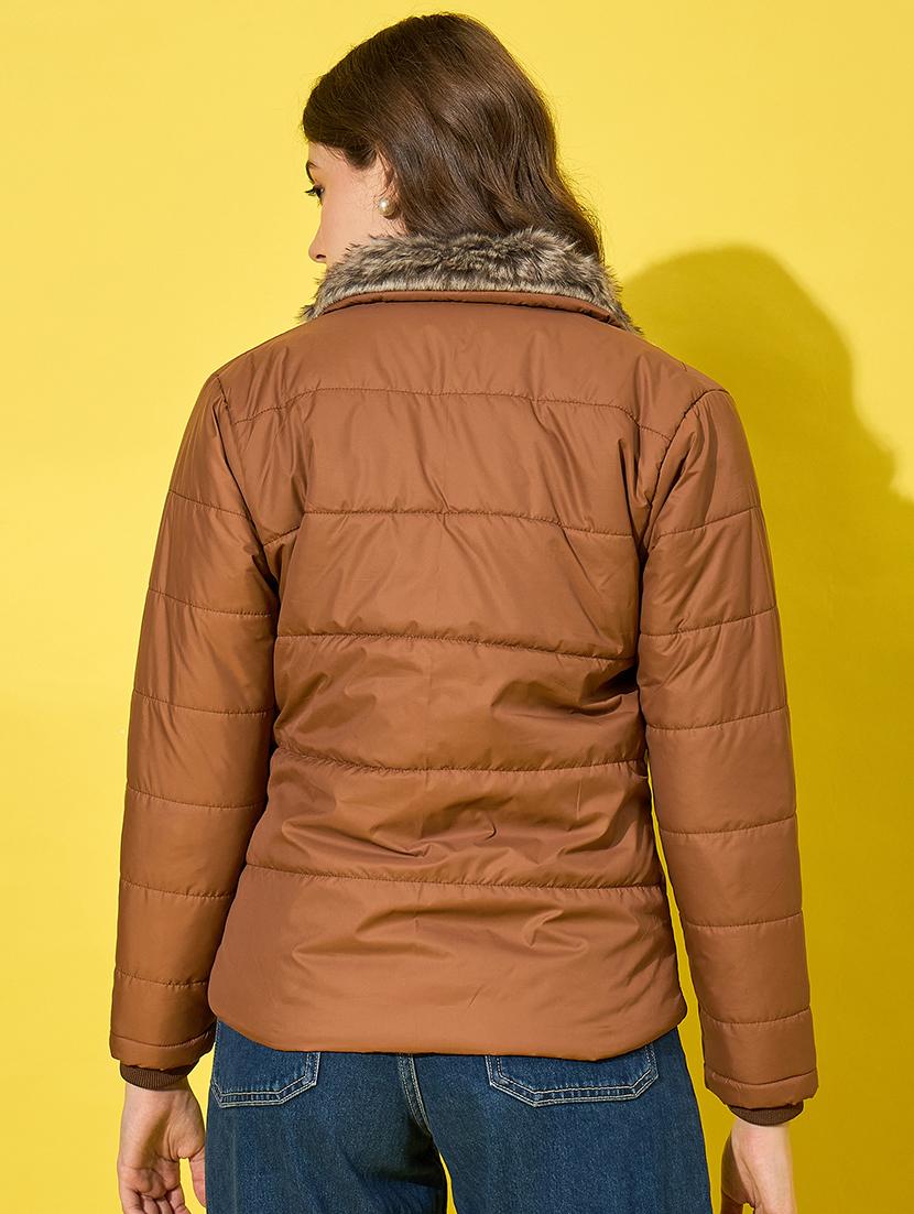 women solid long sleeves quilted jacket - 21555877 - Standard Image - 2