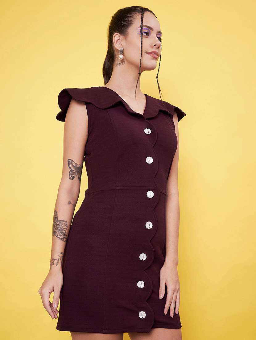 women solid v neck bodycon dress - 21555905 -  Standard Image - 2