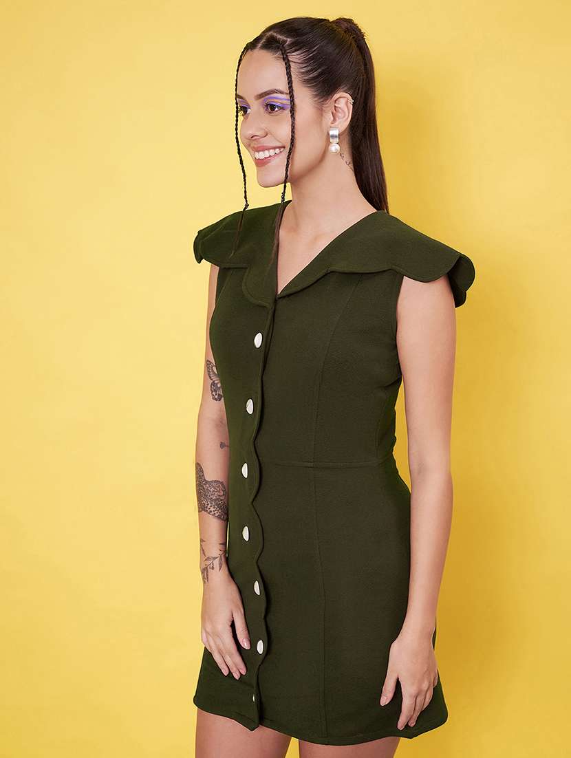 women solid v neck bodycon dress - 21555906 -  Standard Image - 2