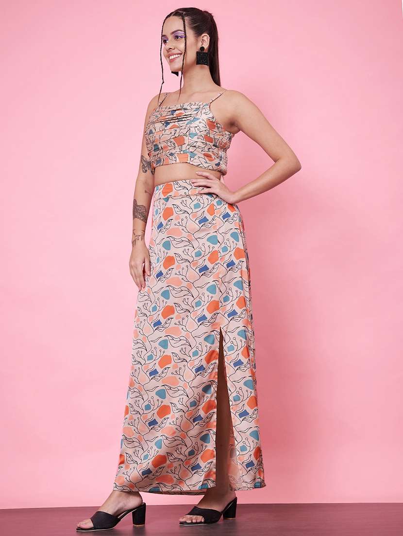 women printed top & skirt co-ord set - 21555935 -  Standard Image - 2