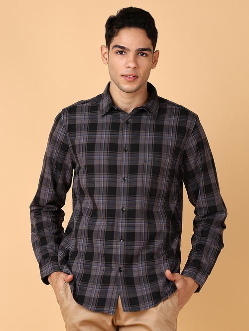men checks long sleeve casual shirt - 21556103 - Standard Image - 0