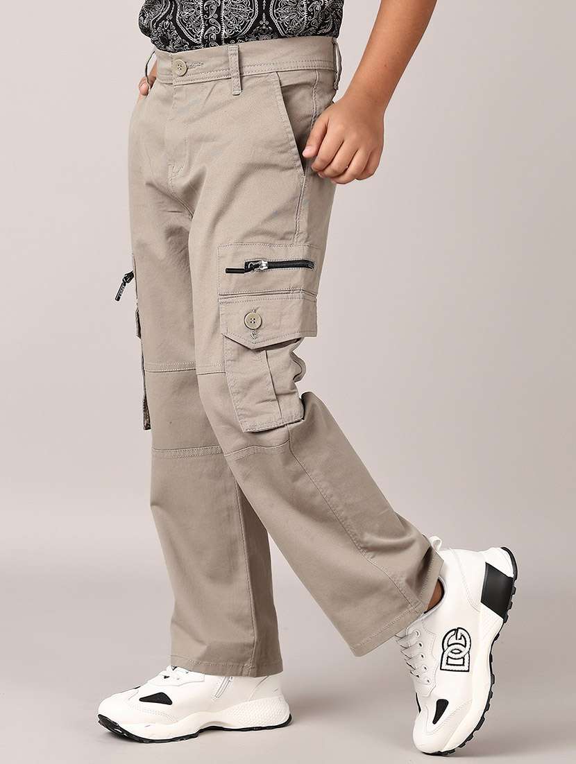 boys grey solid mid rise cargo - 21556119 -  Standard Image - 2