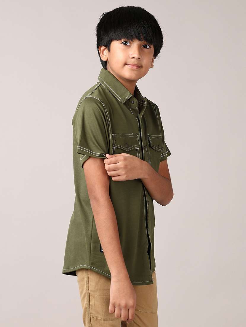 boys solid collared short sleeves shirt - 21556216 -  Standard Image - 2