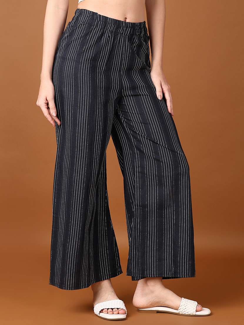 women navy blue stripes printed palazzo - 21556240 -  Standard Image - 2