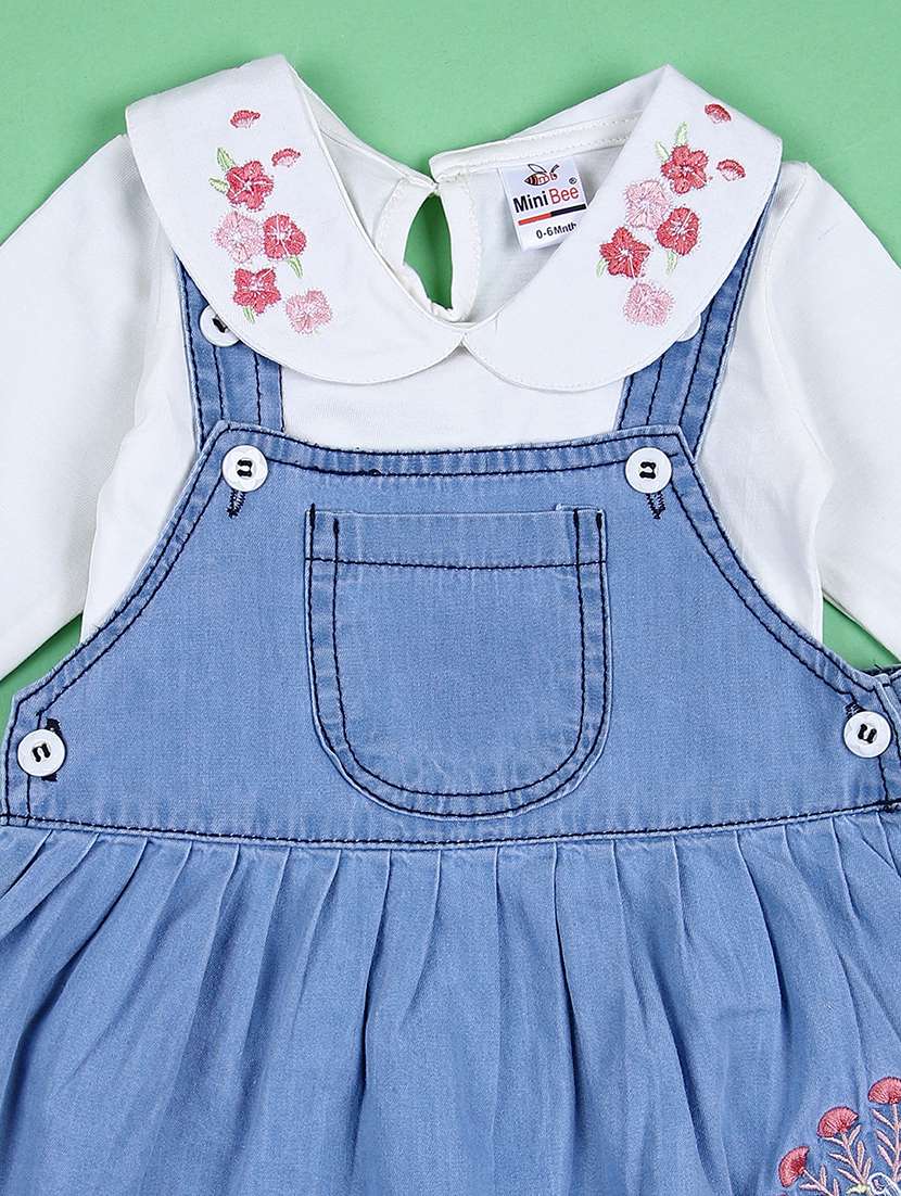 girls embroidered dungarees twin set - 21556347 -  Standard Image - 2
