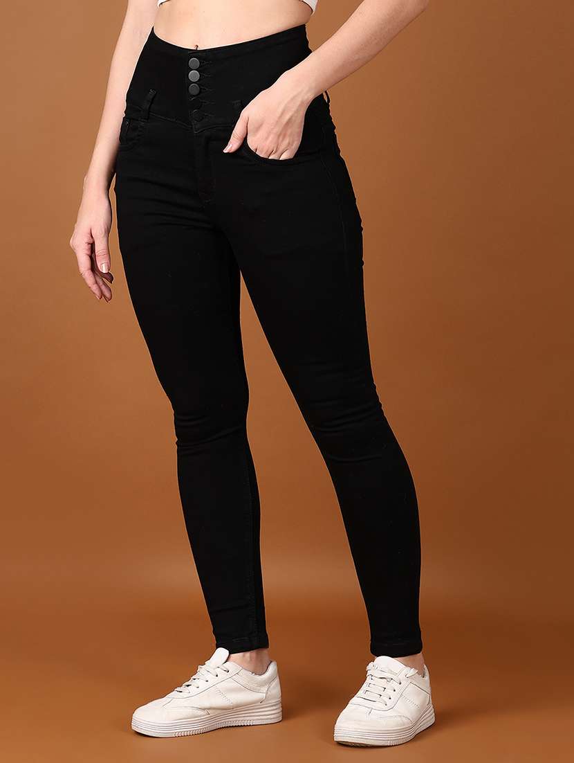 women solid high rise slim fit jean - 21556399 - Standard Image - 2