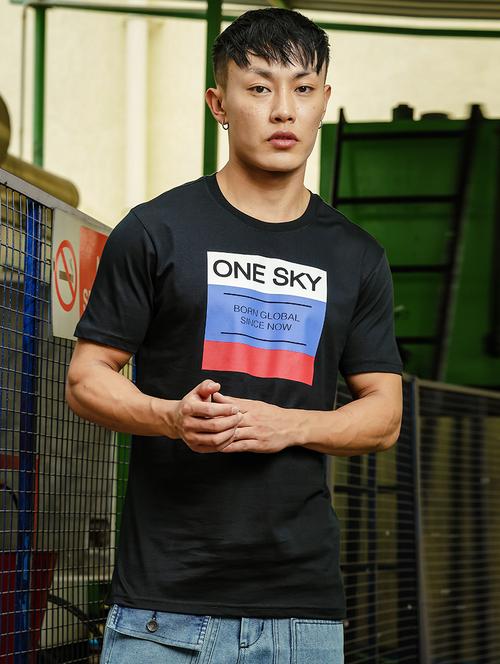 men chest print round neck t-shirt - 21556423 -  Standard Image - 0