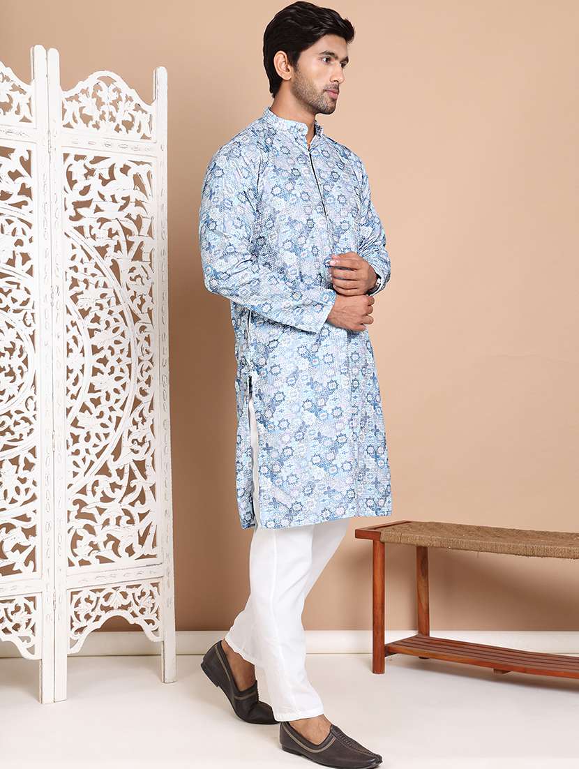 grey cotton blend kurta pyjama ethnic wear - 21556437 -  Standard Image - 2