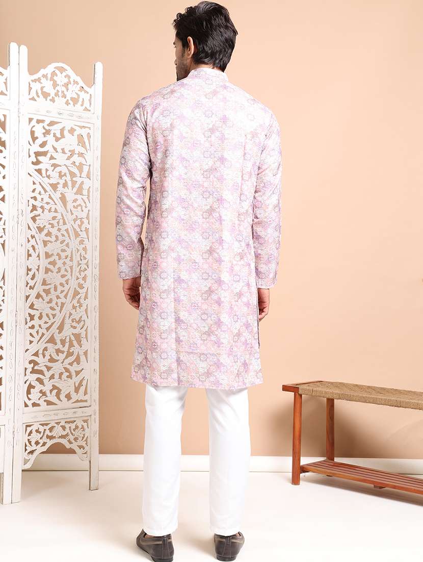 purple cotton blend kurta pyjama ethnic wear - 21556438 -  Standard Image - 2
