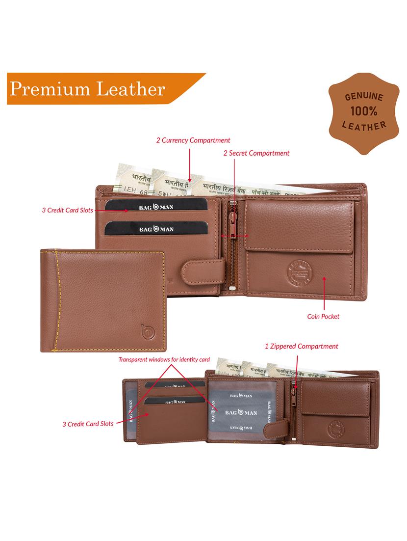 tan genuine leather wallet - 21556657 - Standard Image - 2