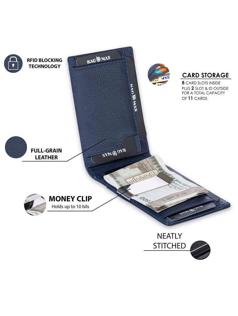 blue genuine leather wallet - 21556699 -  Standard Image - 2