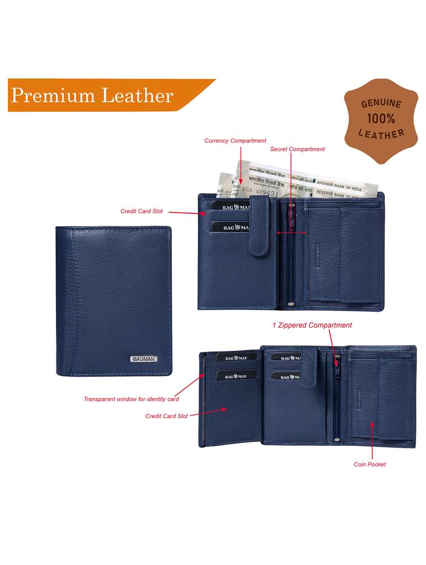 blue genuine leather wallet - 21556711 -  Standard Image - 2