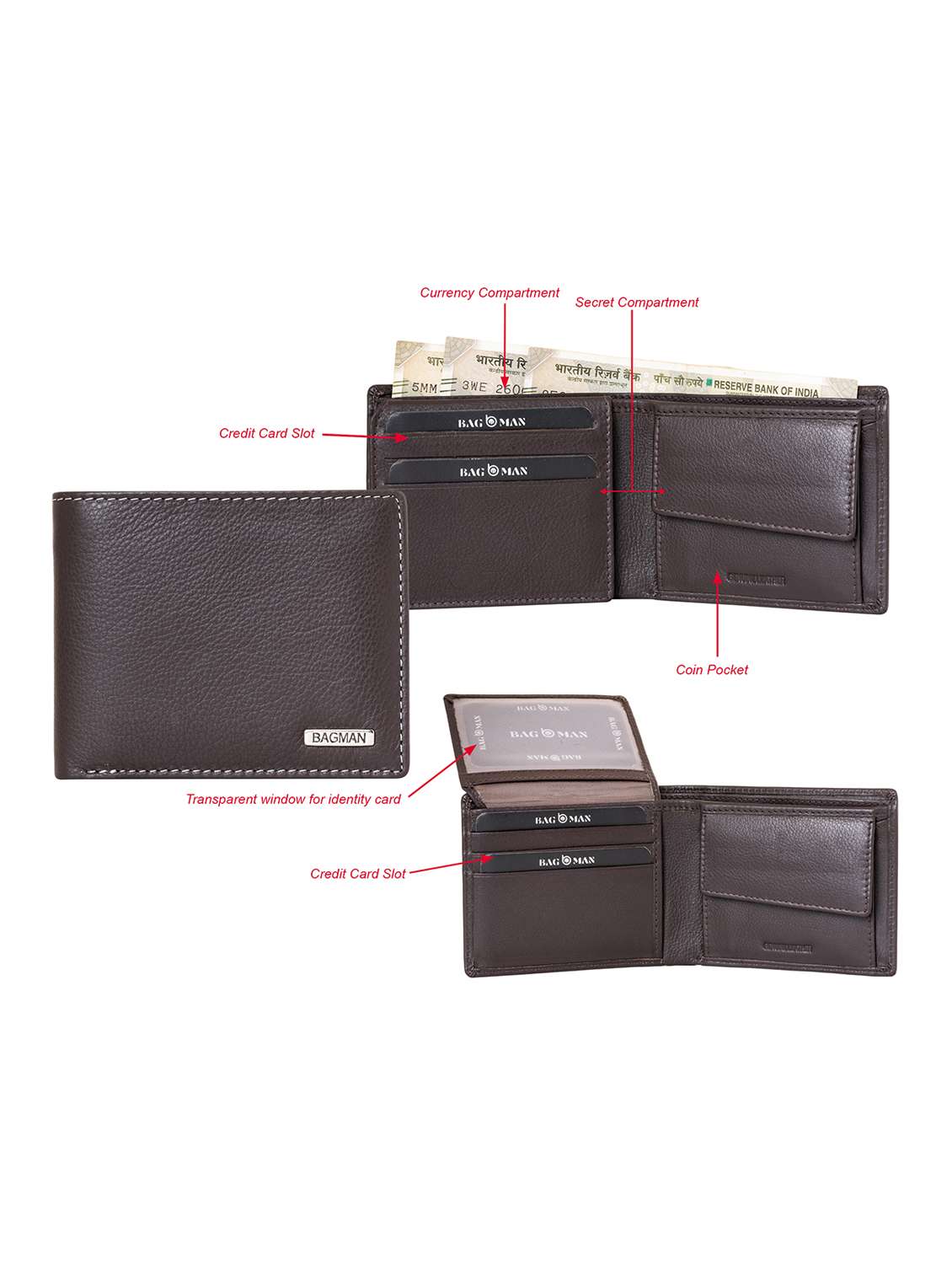 brown genuine leather wallet - 21556735 -  Standard Image - 2