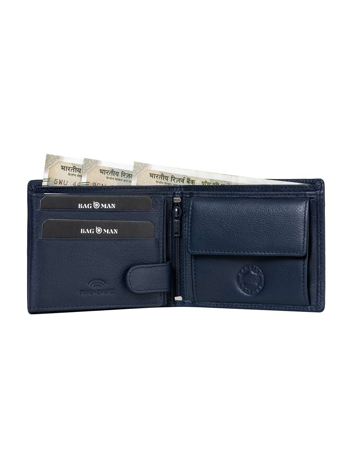 blue genuine leather wallet - 21556738 -  Standard Image - 2