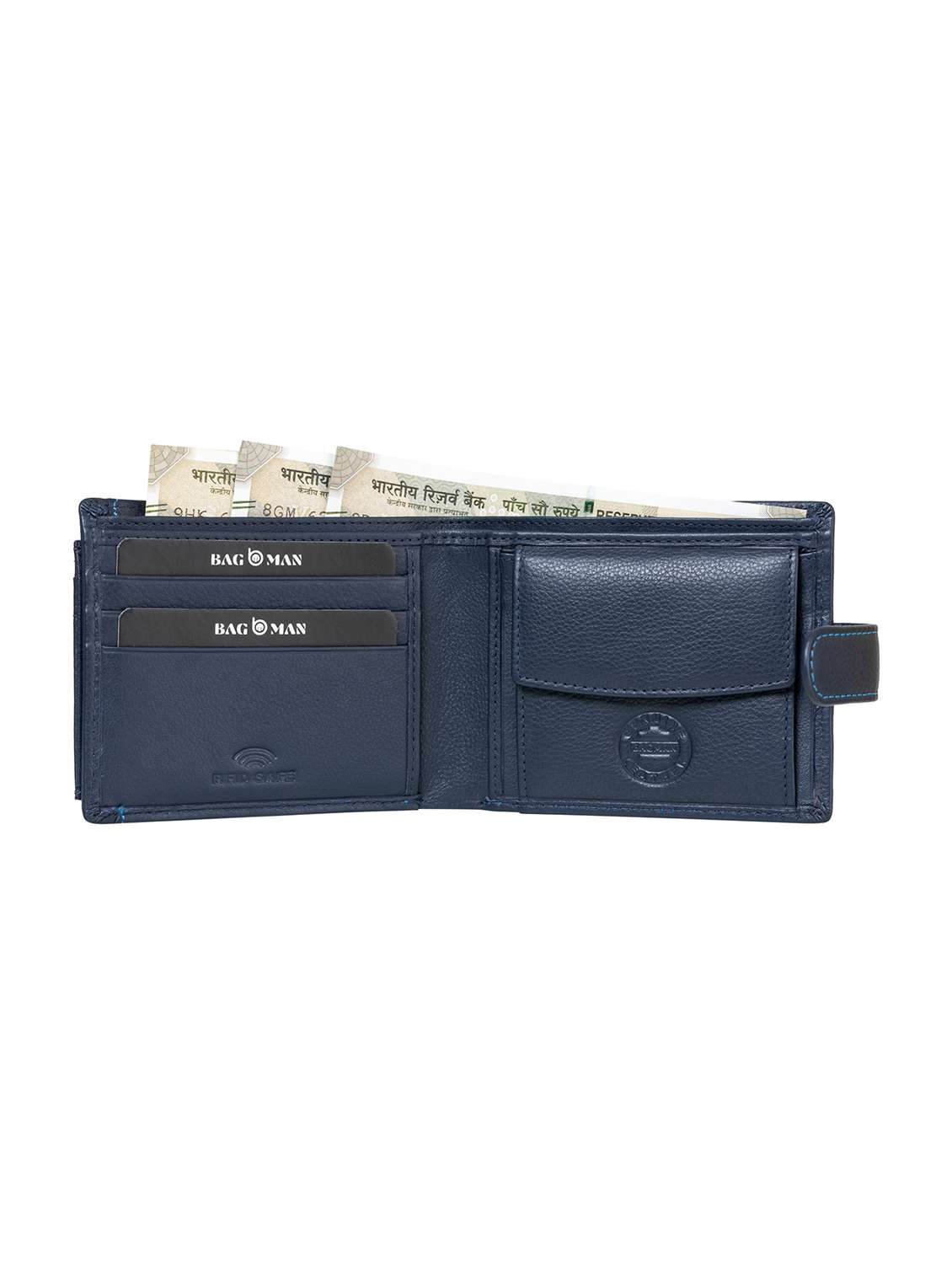 blue genuine leather wallet - 21556748 -  Standard Image - 2