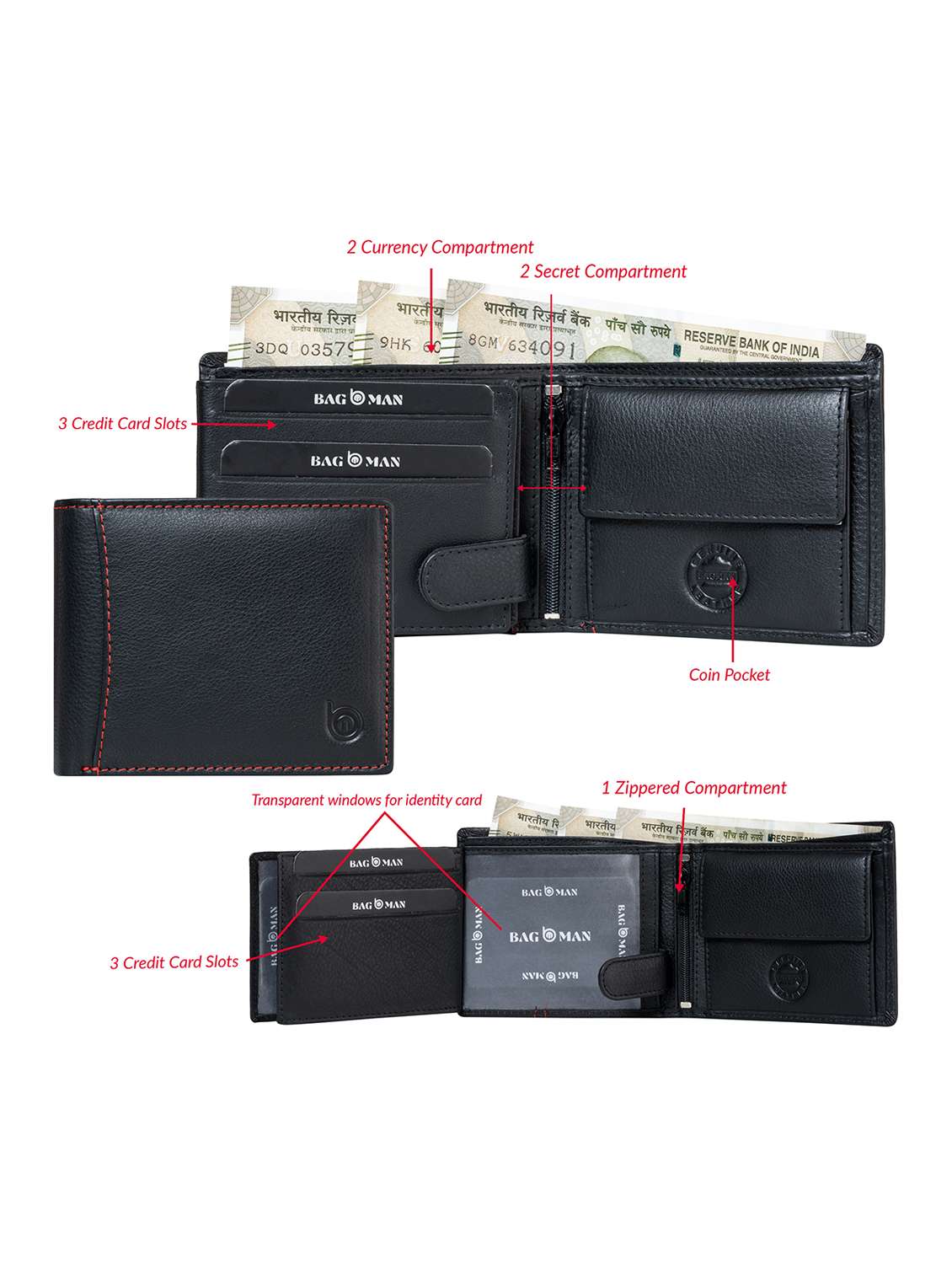 black genuine leather wallet - 21556785 -  Standard Image - 2