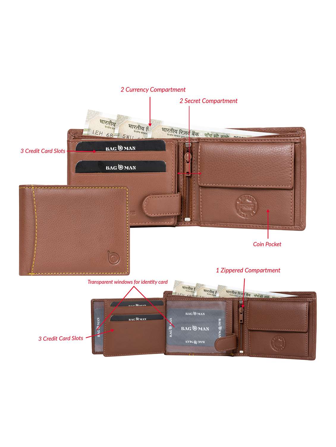 brown genuine leather wallet - 21556786 -  Standard Image - 2