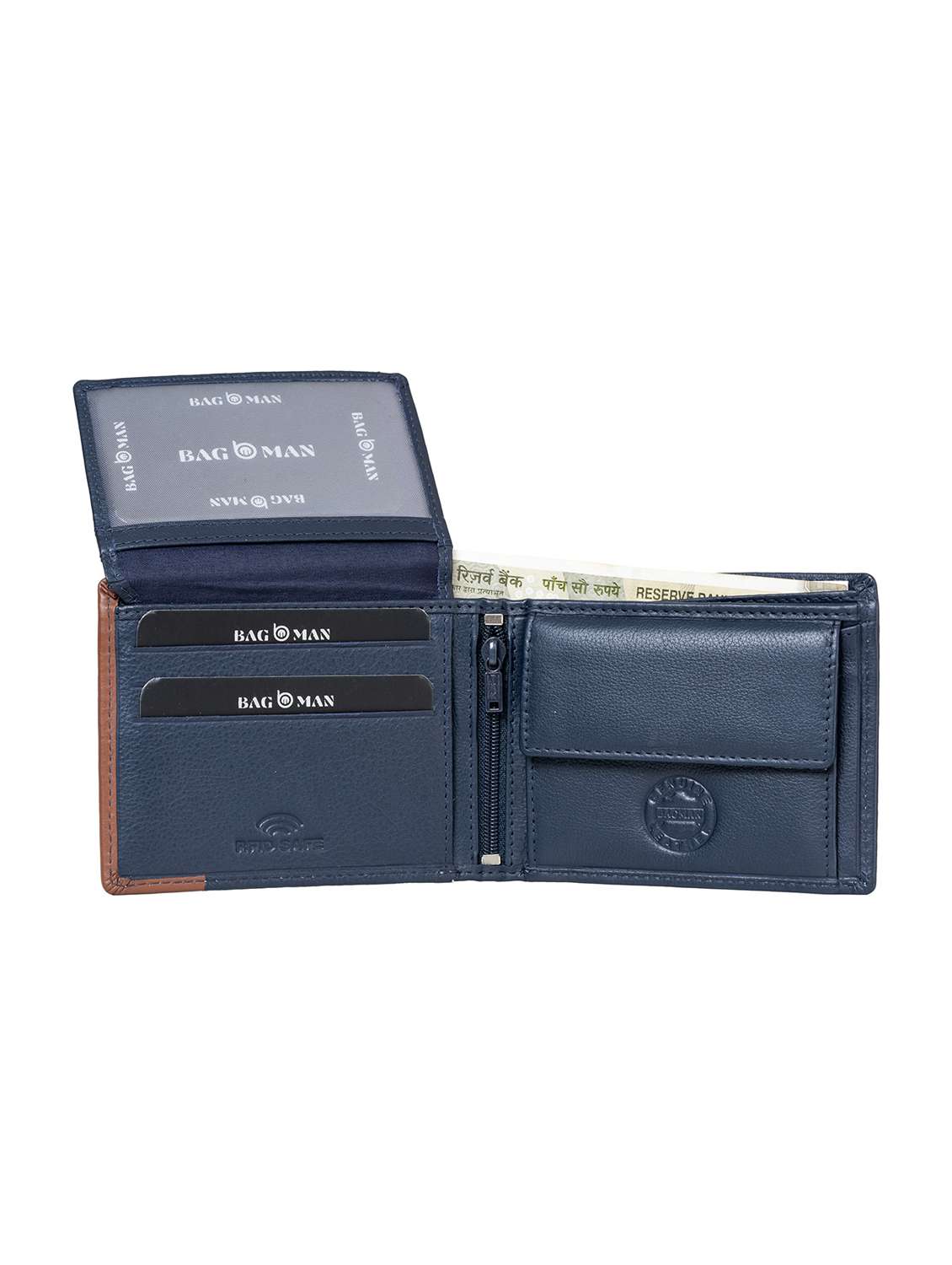 blue genuine leather wallet - 21556790 -  Standard Image - 2