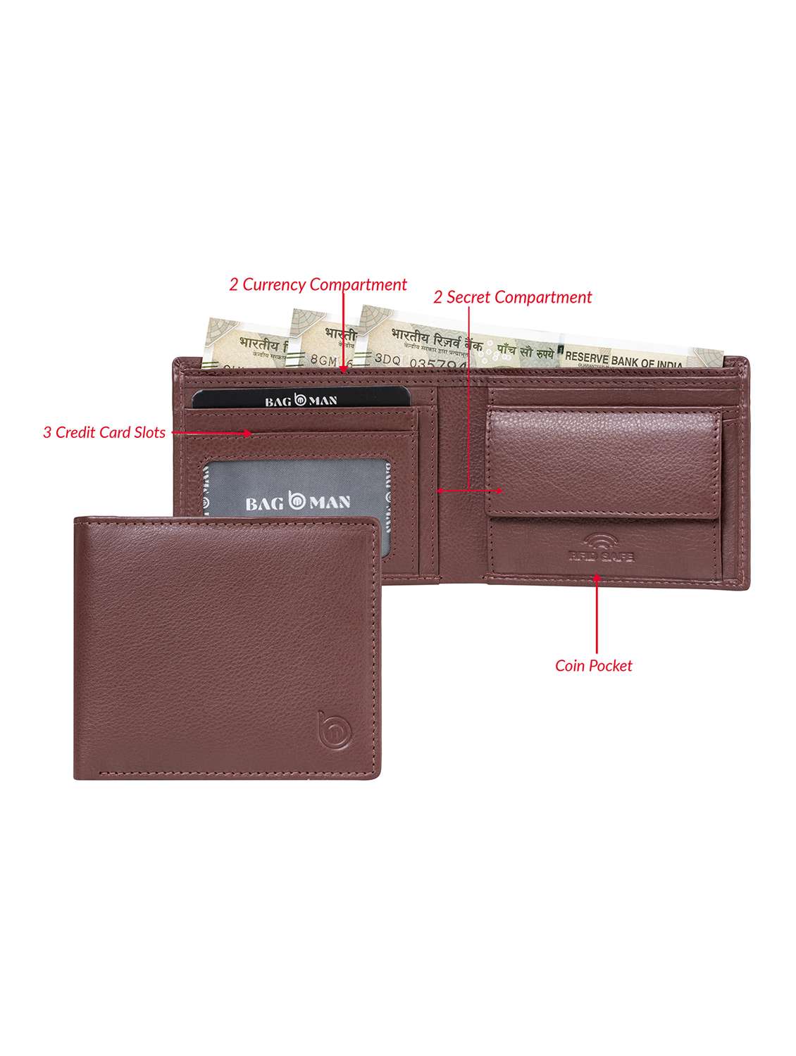 brown genuine leather wallet - 21556807 -  Standard Image - 2