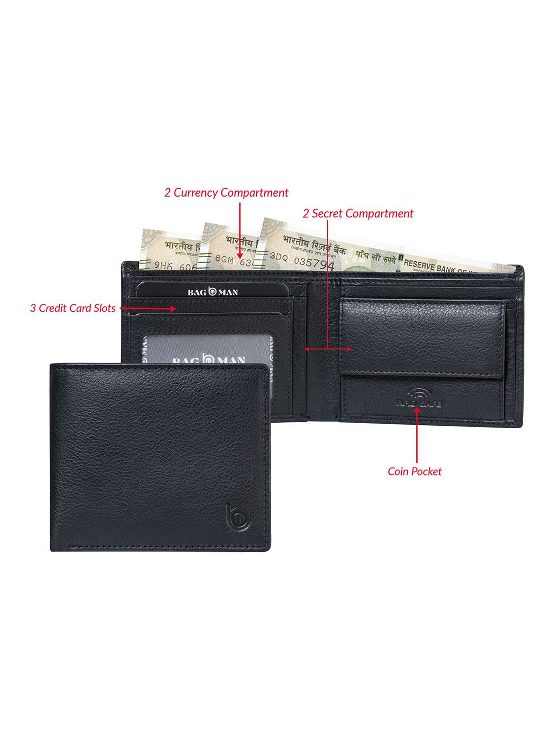 black genuine leather wallet - 21556810 -  Standard Image - 2