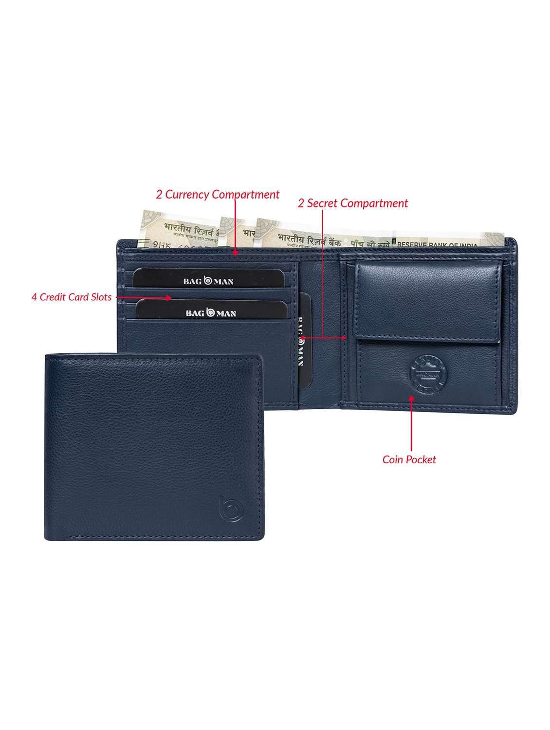 blue genuine leather wallet - 21556816 -  Standard Image - 2