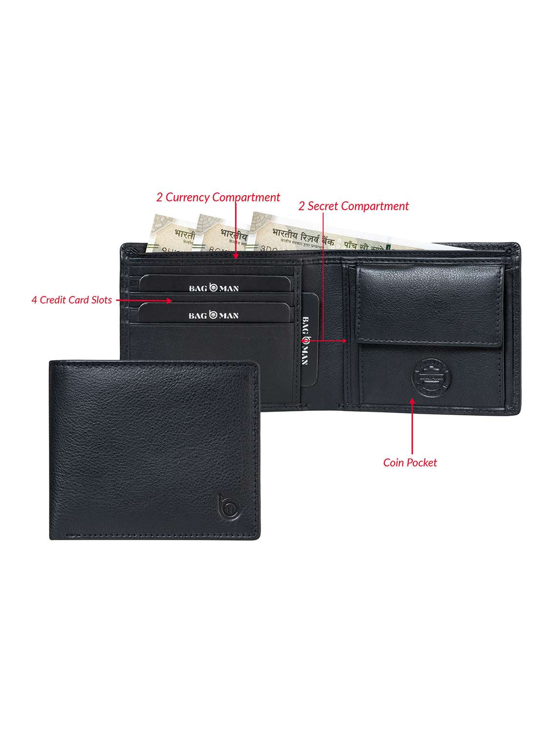 black genuine leather wallet - 21556819 -  Standard Image - 2