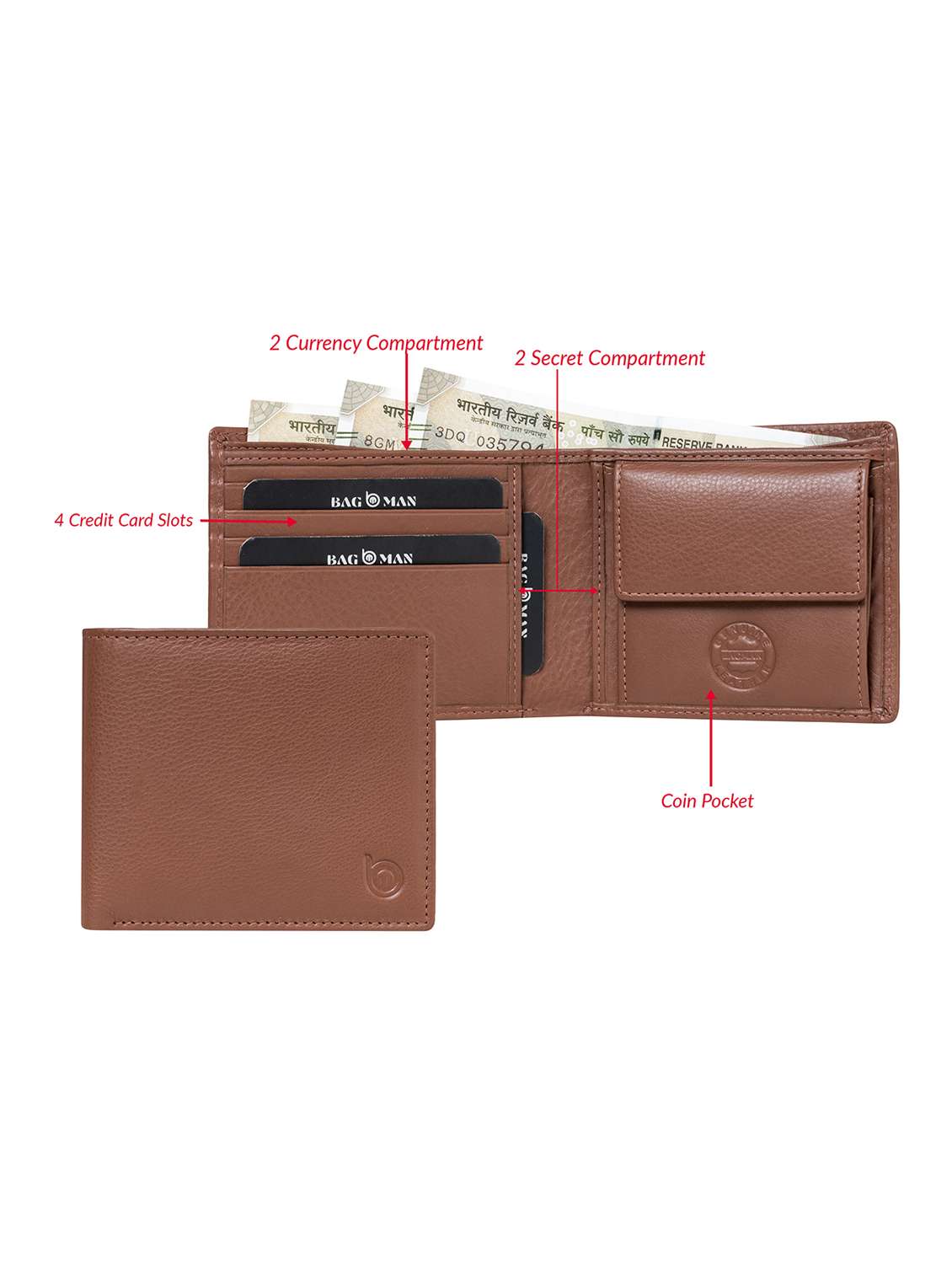 brown genuine leather wallet - 21556821 -  Standard Image - 2