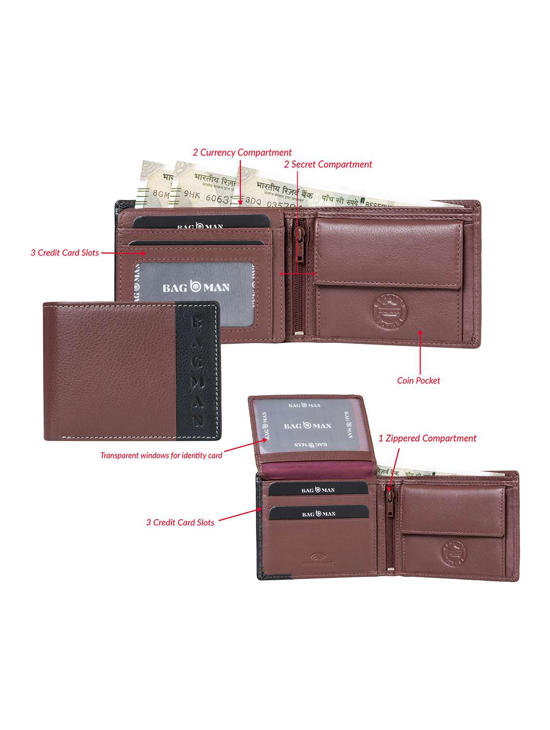 brown genuine leather wallet - 21556840 -  Standard Image - 2