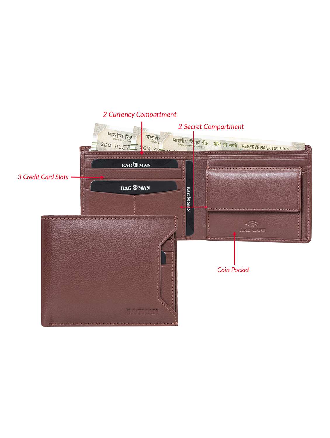 brown genuine leather wallet - 21556848 -  Standard Image - 2